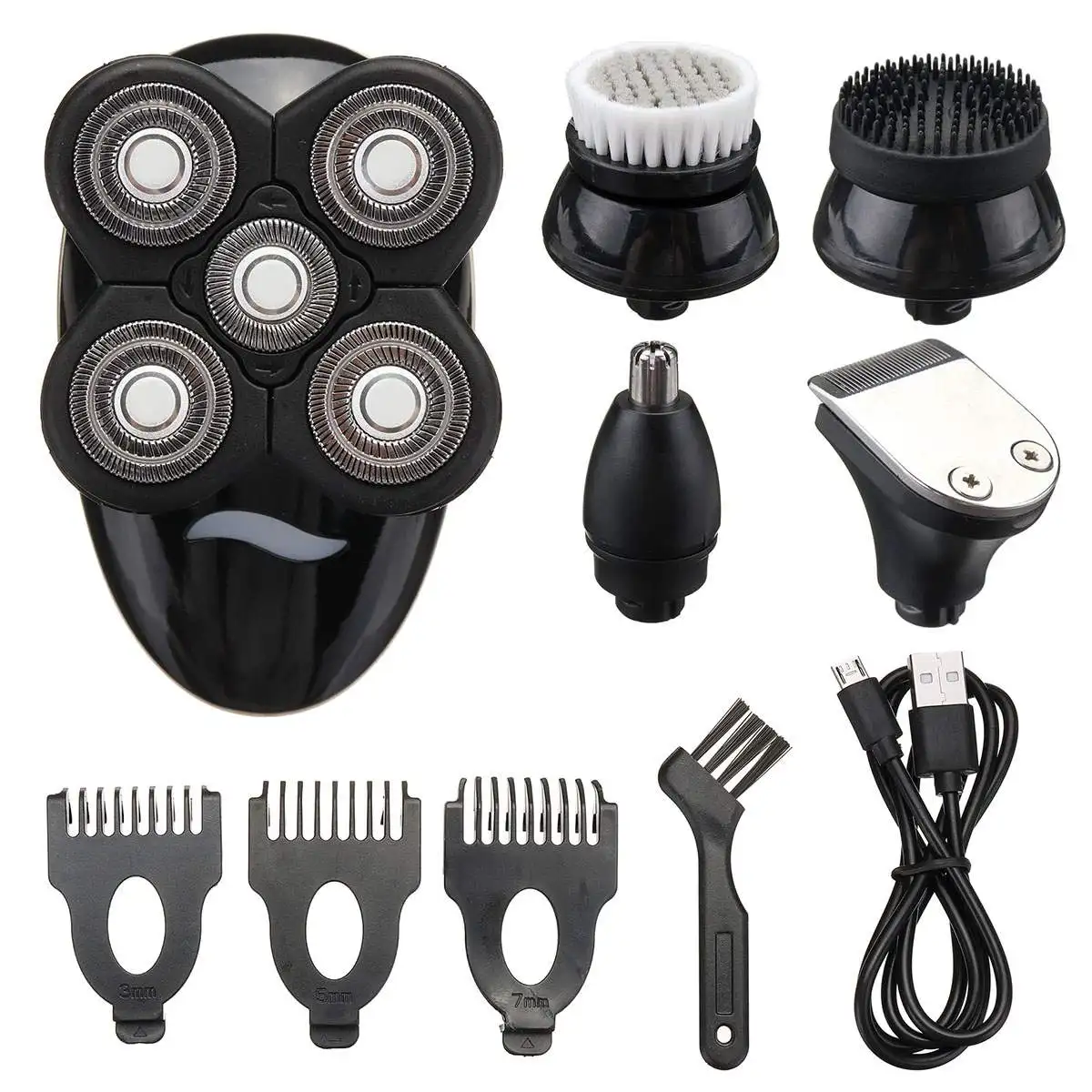 

5 In 1 4D Rechargeable Bald Head Electric Shaver Wet&dry Use Waterproof Multipurpose Shaver