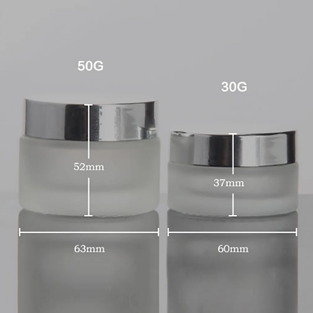 50g glass jar container with silver metal lid clear frosted cosmetic packaging for sale | Красота и здоровье