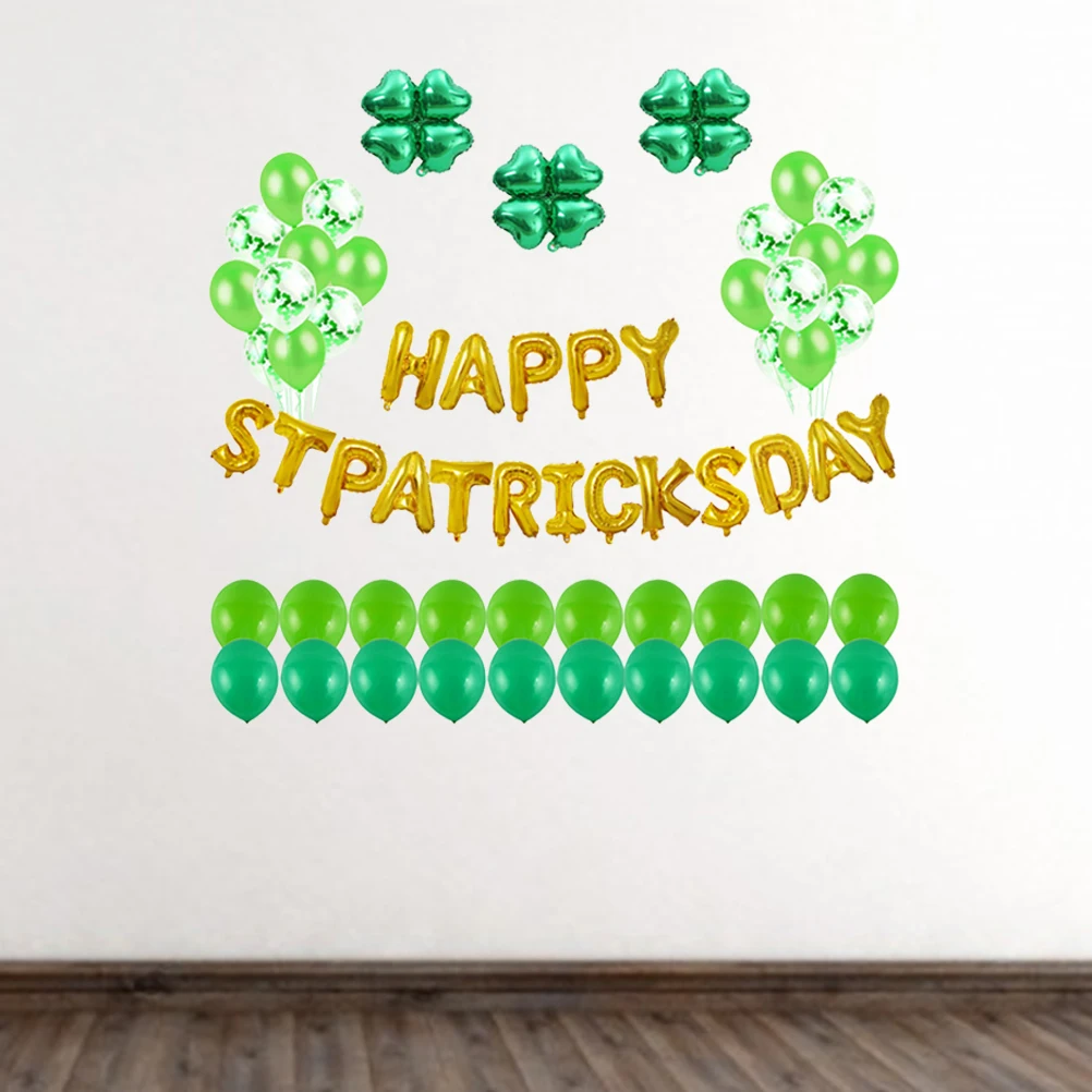 63 шт. латексные и фольгированные воздушные шары Happy Stpatrick's Day прекрасные баннеры