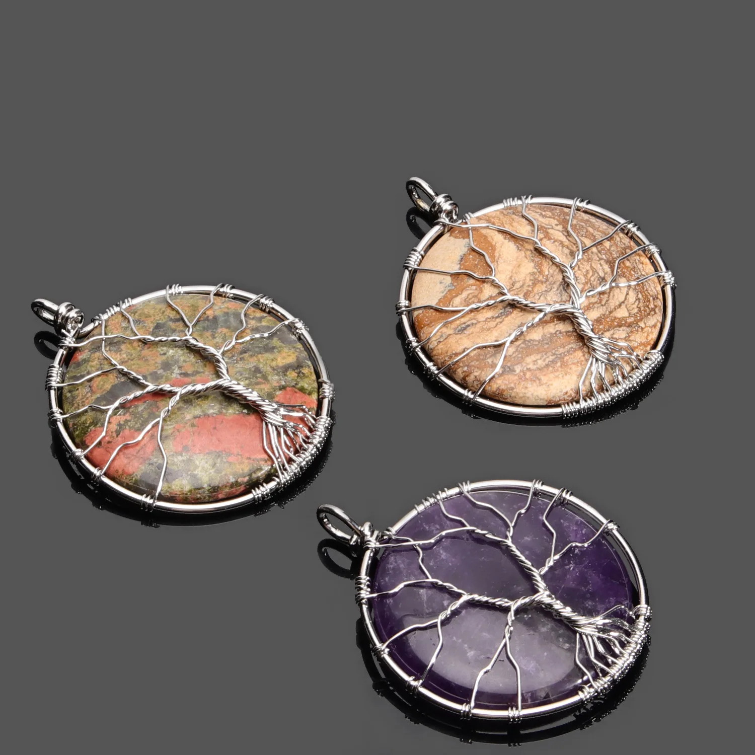 Натуральный кристалл ручная намотка вафельное дерево жизни кулон красиво пользовательское ожерелье