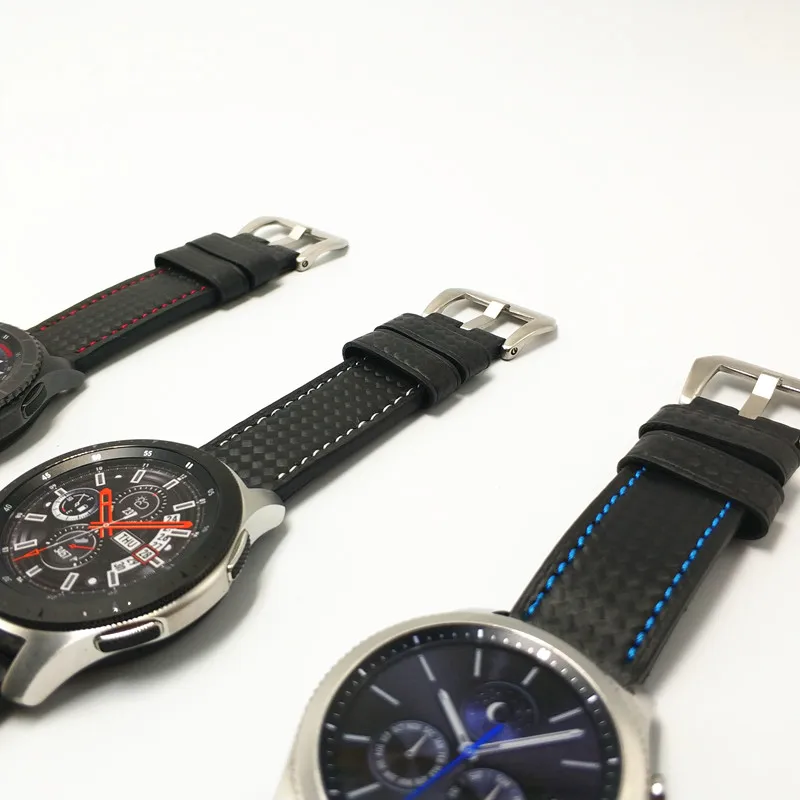 Для Samsung Galaxy Watch 42/46 мм кожаный ремешок из углеродного волокна Ремешок для Gear S3 S2