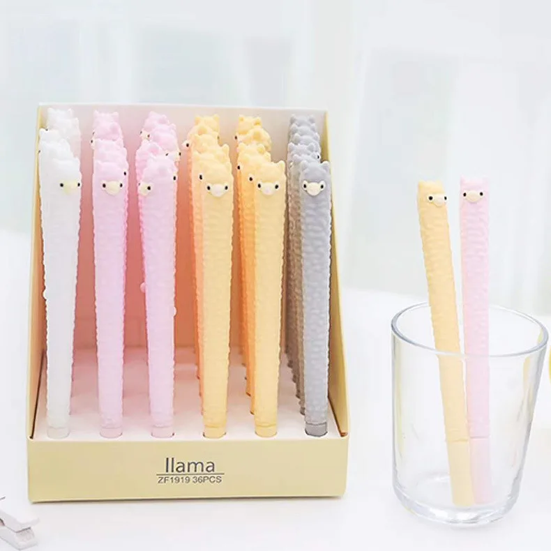 

36 Pcs Gel Pens Kawaii Soft Alpaca Black Colored Gel-inkpens For Writing Gel Pen Cute Stationery Office School Supplies