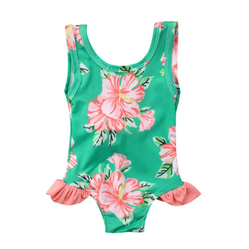 Цельный купальник с бантом для маленьких девочек новинка 2018 цветочным принтом