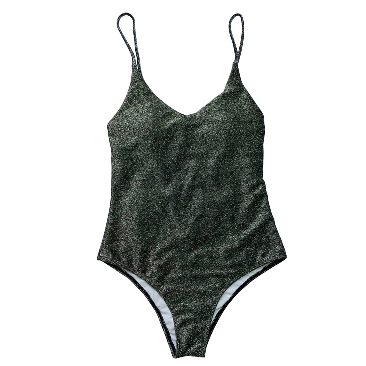 Женский цельный Блестящий монокини с открытой спиной на шнуровке высоким