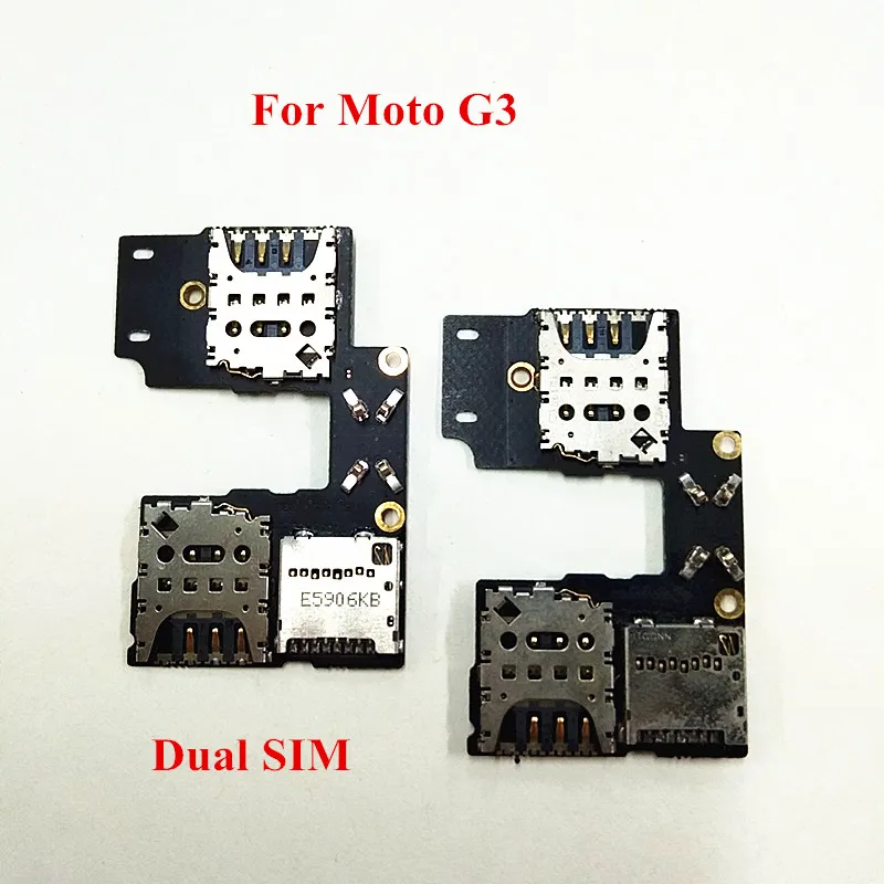 10pcs/Lot Dual Single SD Memory SIM Card Reader Holder Flex Cable Repair Parts For Motorola Moto G3 3rd XT1540 XT1541