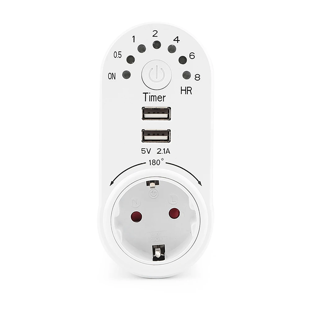 GEU74A - GR Smart Timers Countdown Timer Socket Switch Plug with 2 USB Ports Rotatable socket 3600W LED display | Инструменты