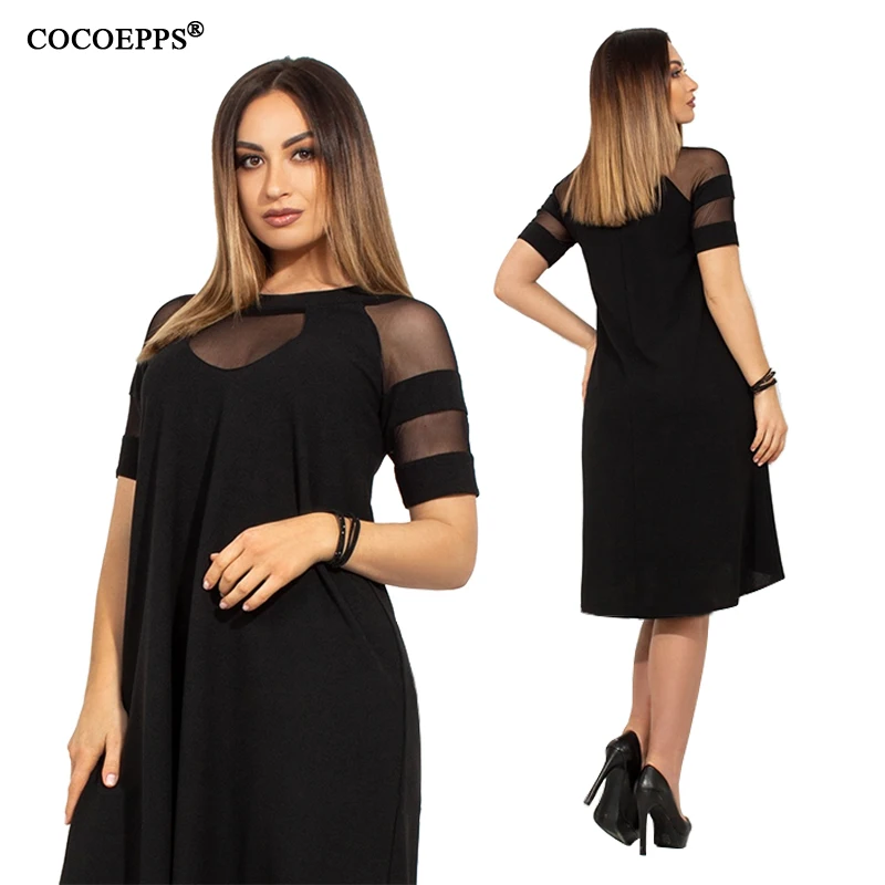 Женское Сетчатое платье COCOEPPS повседневное летнее большого размера 5XL 6XL 2019 |