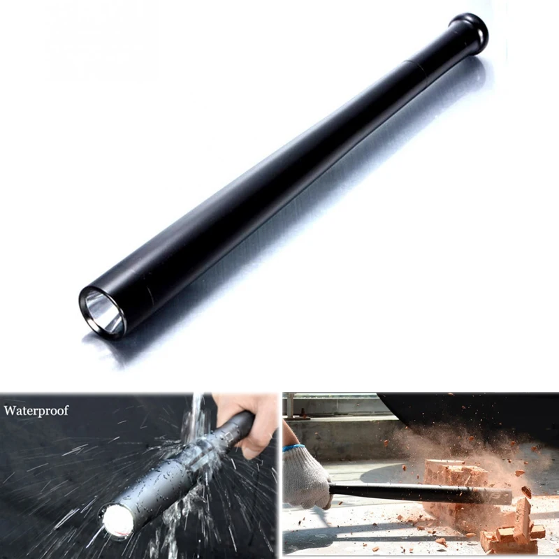 Super Bright Self Defense Lamp LED Flashlight T6 Security Emergency home Torch Light use battery 44cm Alloy Baton | Освещение