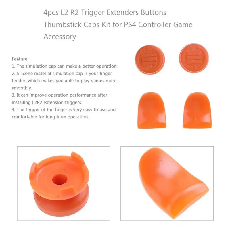 4pcs L2 R2 Trigger Extenders Buttons Thumbstick Caps Kit for PS4 Controller | Электроника