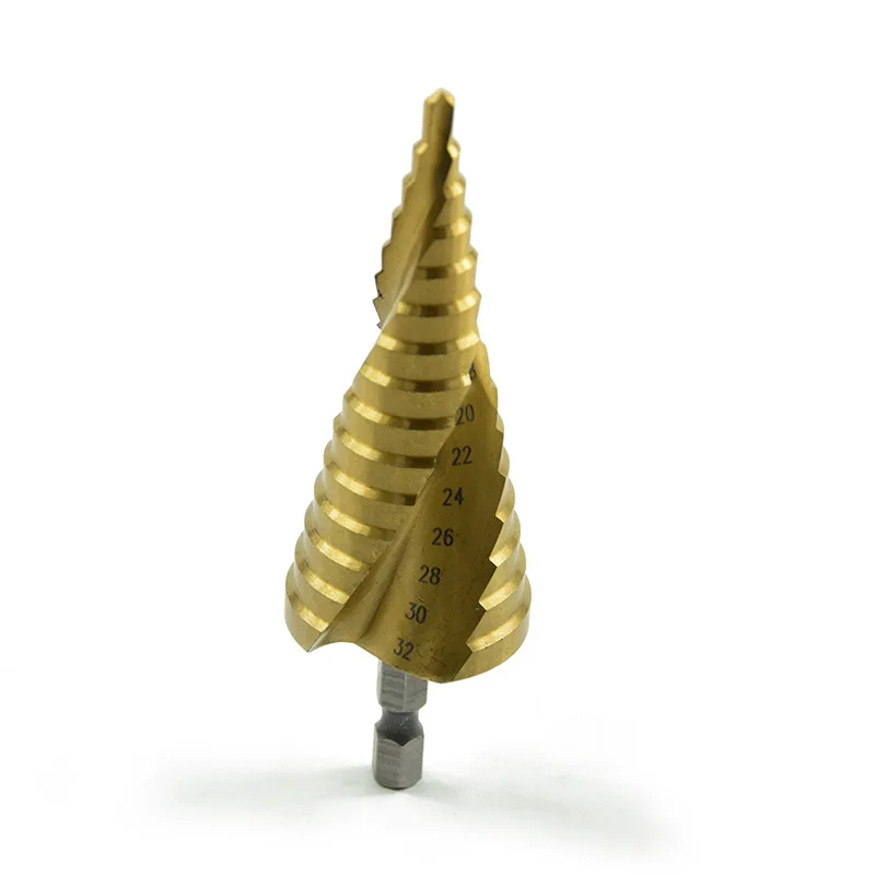 3Pcs 1/4" Shank HSS Spiral Grooved Center Drill Bit Pagoda Shape Hole Cutter 4-12/20/32mm Carbide Titanium Step Cone | Инструменты