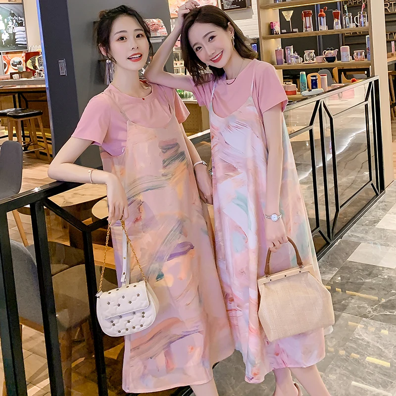 Летние модные костюмы 2020 года с платьем для грудного вскармливания футболка