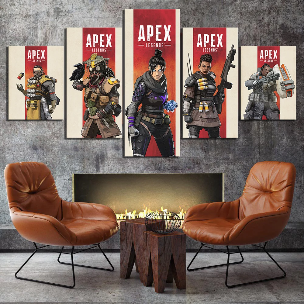 

5 Piece HD Cartoon Picture Print Apex Legends Game Poster Picture Paintings Canvas Art for Home Decor Wall Art