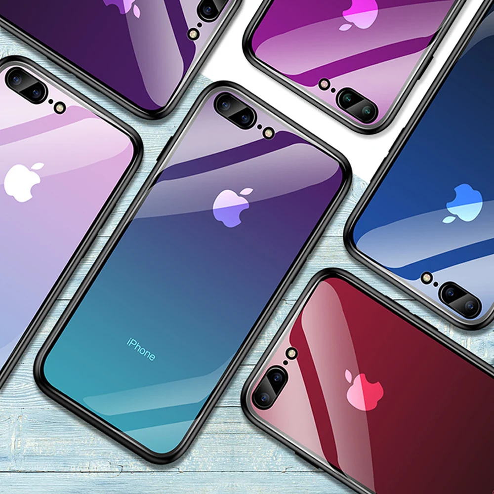 Роскошный стеклянный чехол для телефона iPhone XR XS Max прозрачный градиентный Чехол 9H