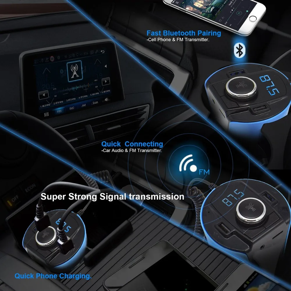 Bluetooth Fm передатчик Громкая связь автомобильный комплект Usb Автомобильное