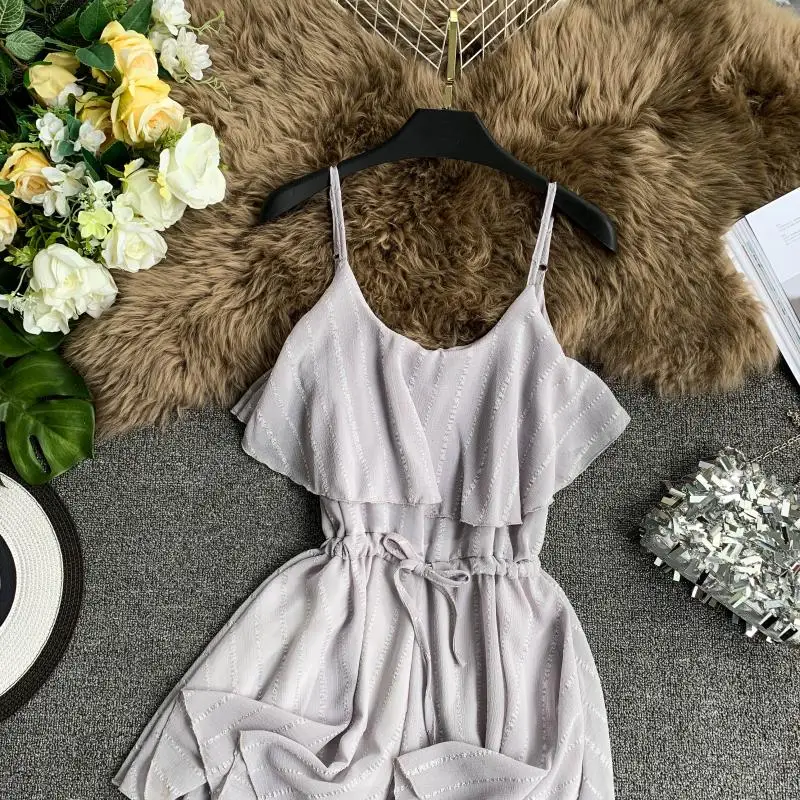 2019 Новая мода черный костюм для подвижных игр летнее платье со сборками на талии