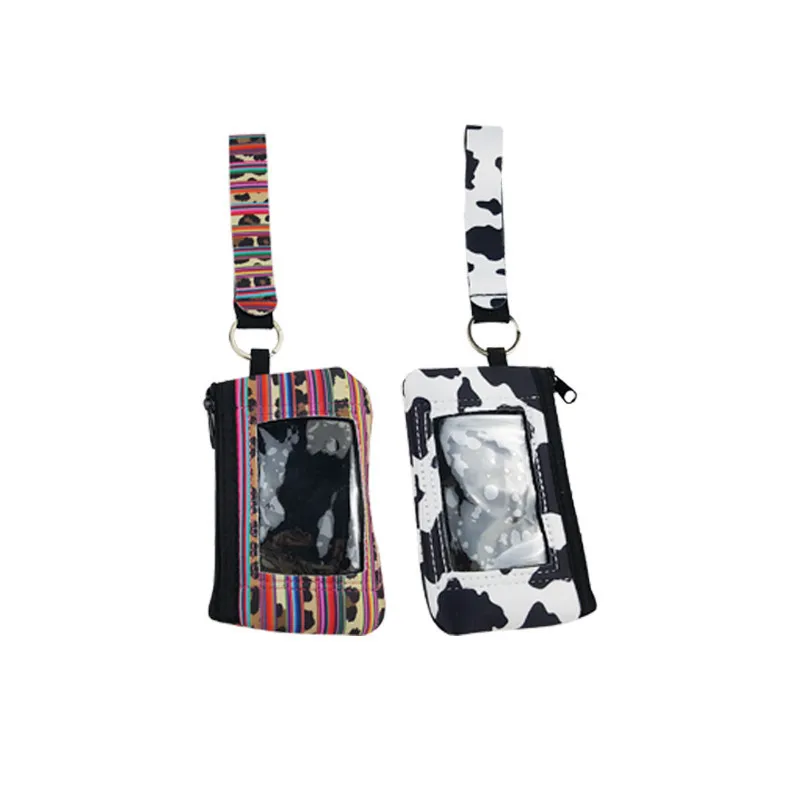 5pcs New Arrival 4 Style Neoprene Card Pocket Keychain Mini Woman Change Handbag With Pvc Window | Дом и сад