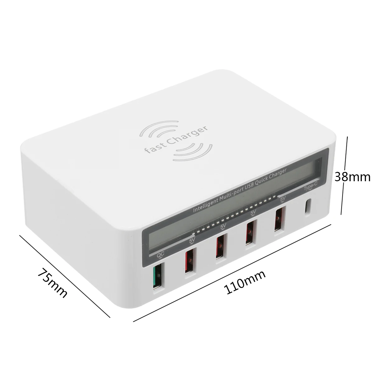 10W Qi 3.0 USB Multi Wireless Charger +5 Ports LCD Digital Screen Fast Charging Pad Mobile Phone Power Bank Dock Station | Электроника
