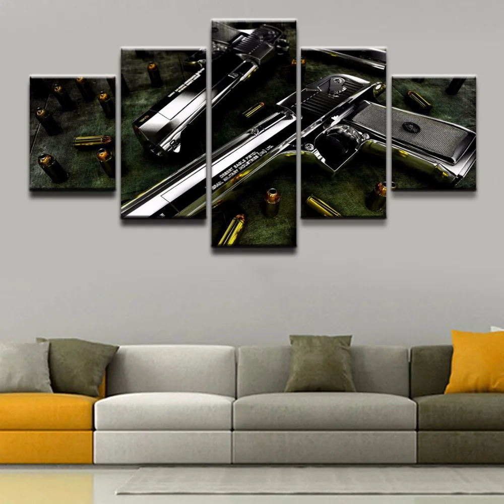 

Modular Pictures Canvas Painting Wall Art Poster 5 Panel Weapons Desert Eagle Modern Printed Artwork Home Decor For Living Room