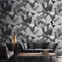 nordic style industrial wind 4d wallpaper abstract geometry film and television wall living room 3d cement gray white wallpaper