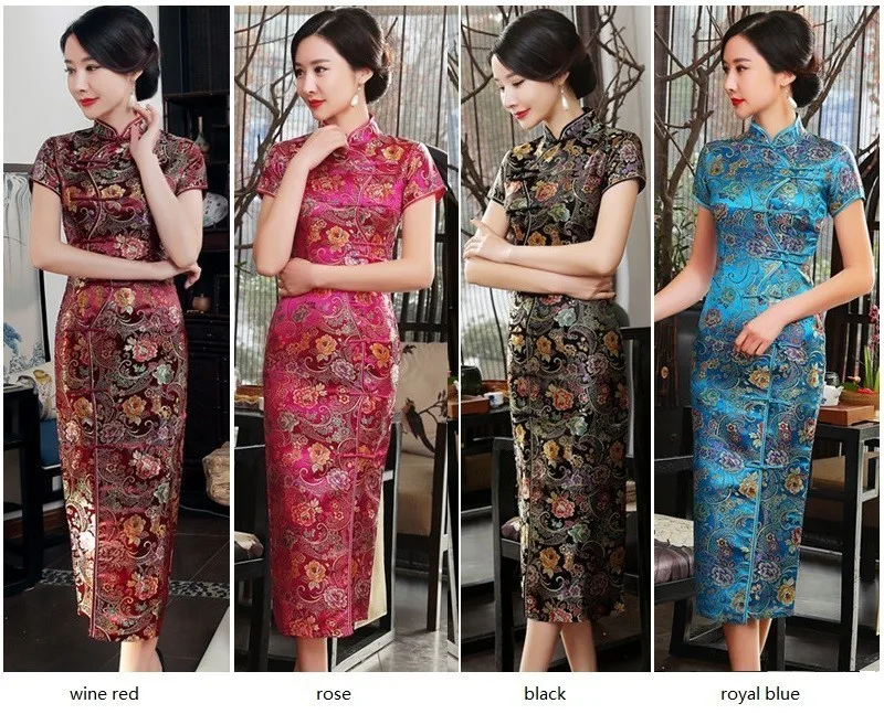 SHENG COCO Golden Brocade Qipao китайские платья с новым рисунком летние Сатиновые наклонной