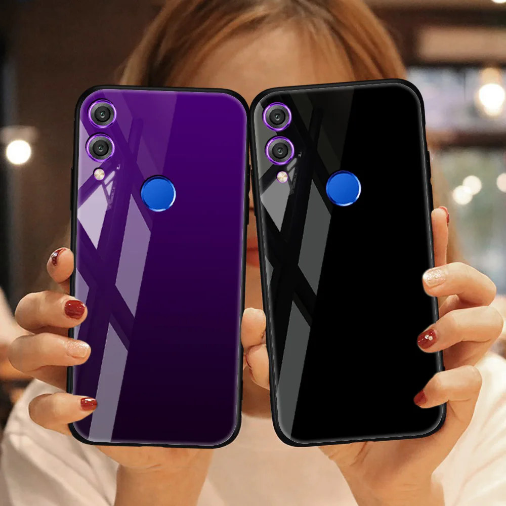 Градиентный стеклянный чехол для Huawei Honor 8X 9 Lite 10 цветов телефона P20 P Smart Plus Nova 3i