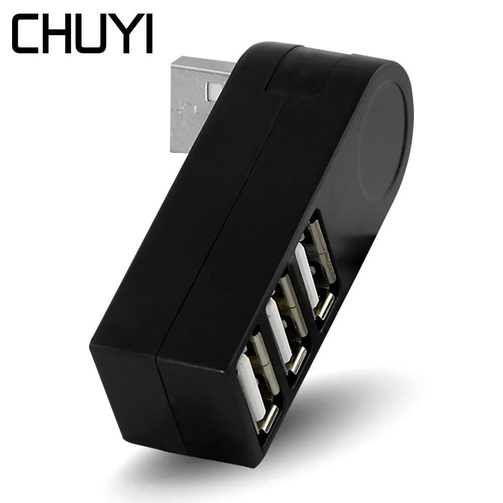 USB разветвитель CHUYI вращающийся на 3 порта 2 0|USB-хабы| |