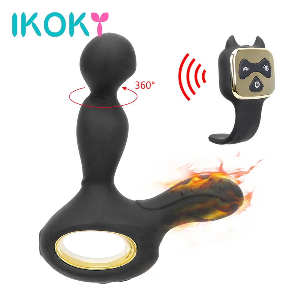 IKOKY Vibrating &amp Rotating Butt Heating Vibrator Anal Plug Prostate Massager Silicone Sex Toys For Women G-spot Adult Products | Красота и