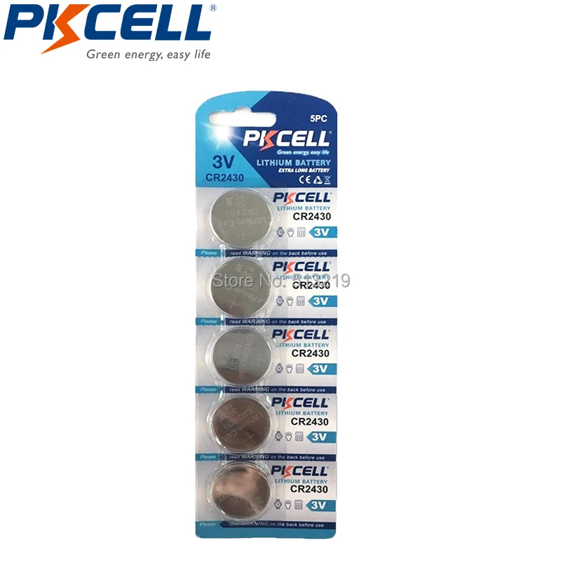 50 шт./10 карт PKCELL CR2430 3 в кнопочный аккумулятор DL2430 ECR2430 BR2430 KCR2430 литиевые батареи