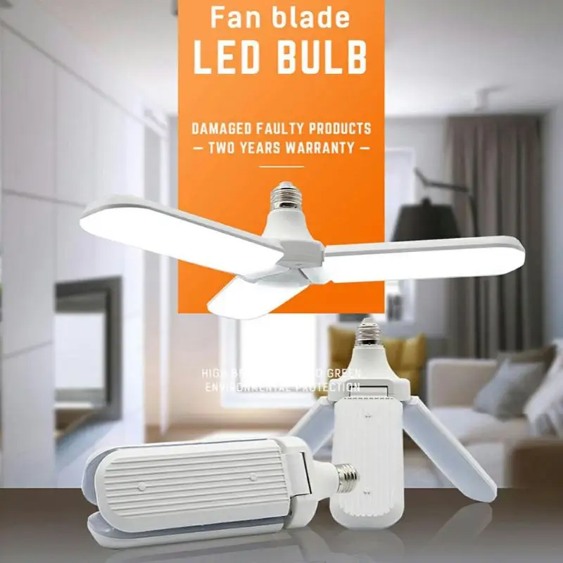 Лопасть вентилятора Светодиодная лампа E27 45W LED складной свет гаража 85 265V