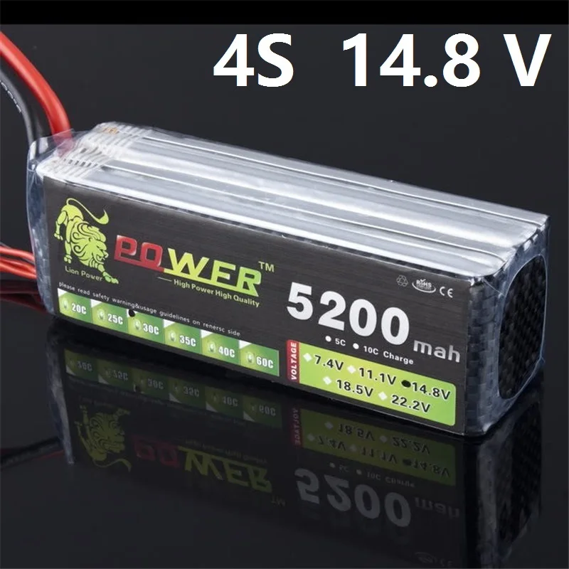 Лев мощность 14 8 v 5200 мА/ч 40C Lipo Батарея для Радиоуправляемый Дрон вертолет лодки