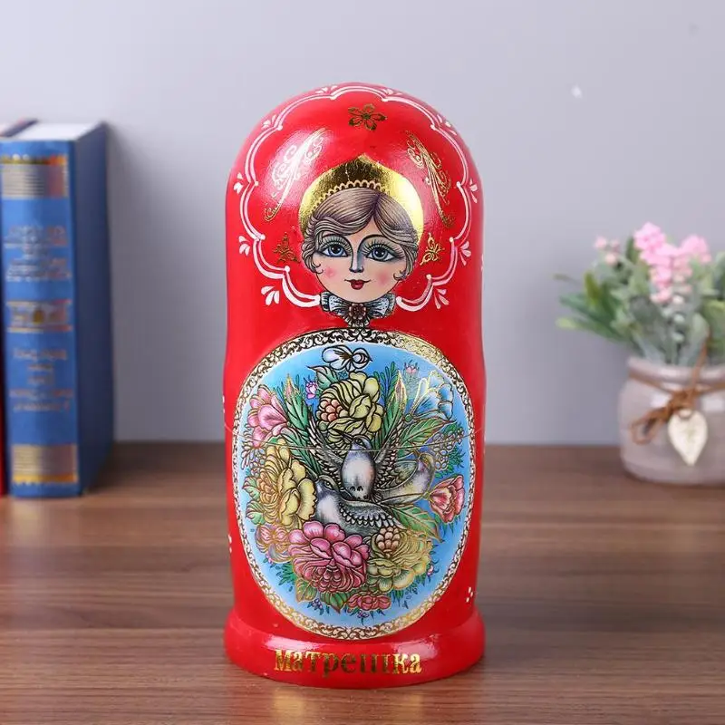 

10 Pcs/set Baby Toy Nesting Dolls Wooden Russian Dolls Matryoshka Doll Children Christmas Gift Decor Gifts