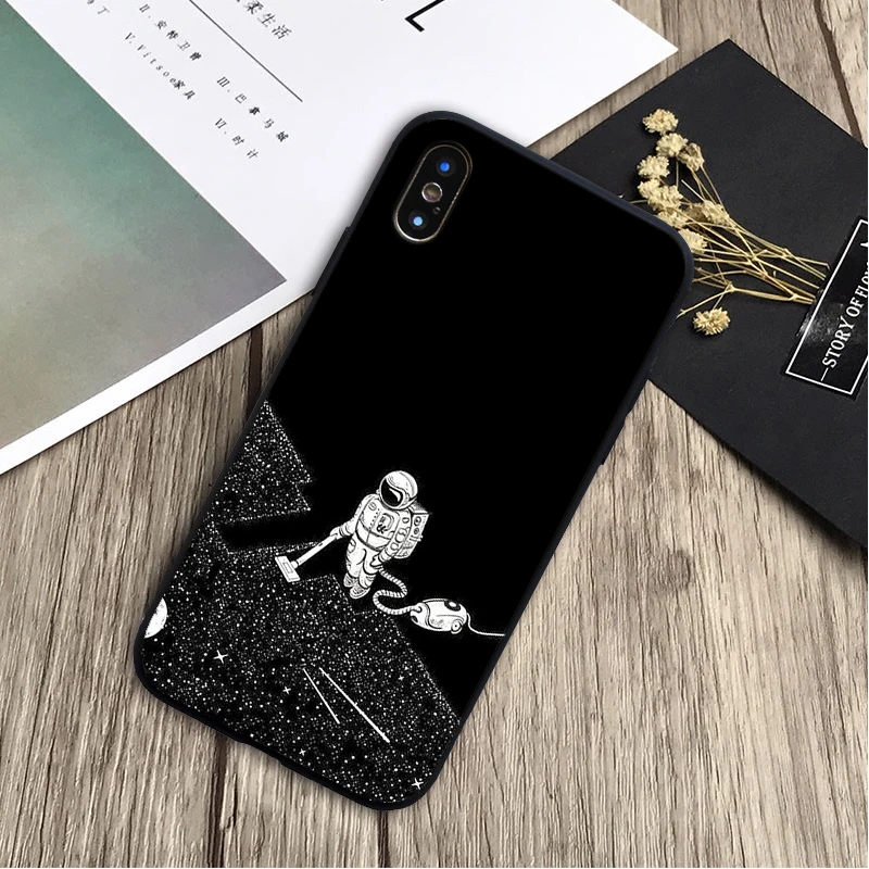 Космос Луна милые кошки черный черных чехол для телефона из мягкого силикона ТПУ