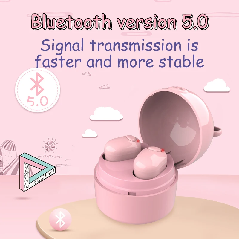 Мультяшные Bluetooth наушники для девочек настоящие Беспроводные с милой Свинкой