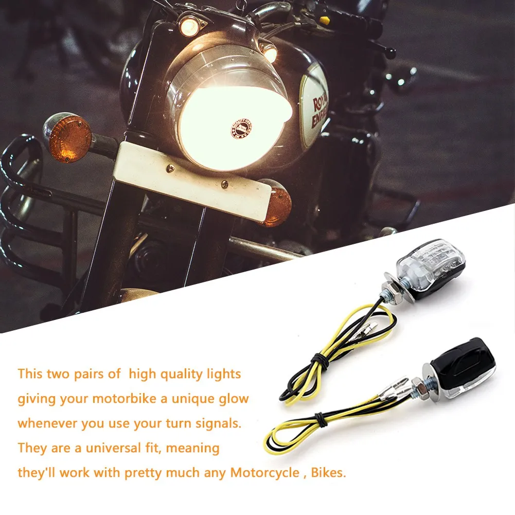 Universal Motorcycle Turn Signal Indicator lamps 12V 4 x 6 LED Mini Blinker Light |