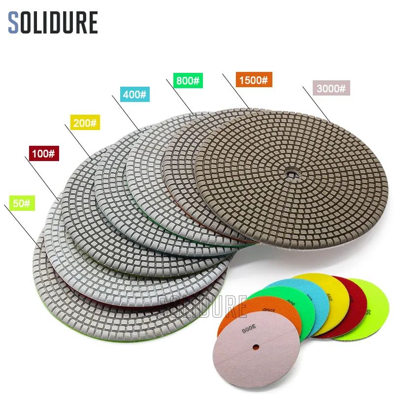 

7 inch 180mm polishing pads 3.0mm working thickness for wet polishing granite,marble engineered stone and concrete