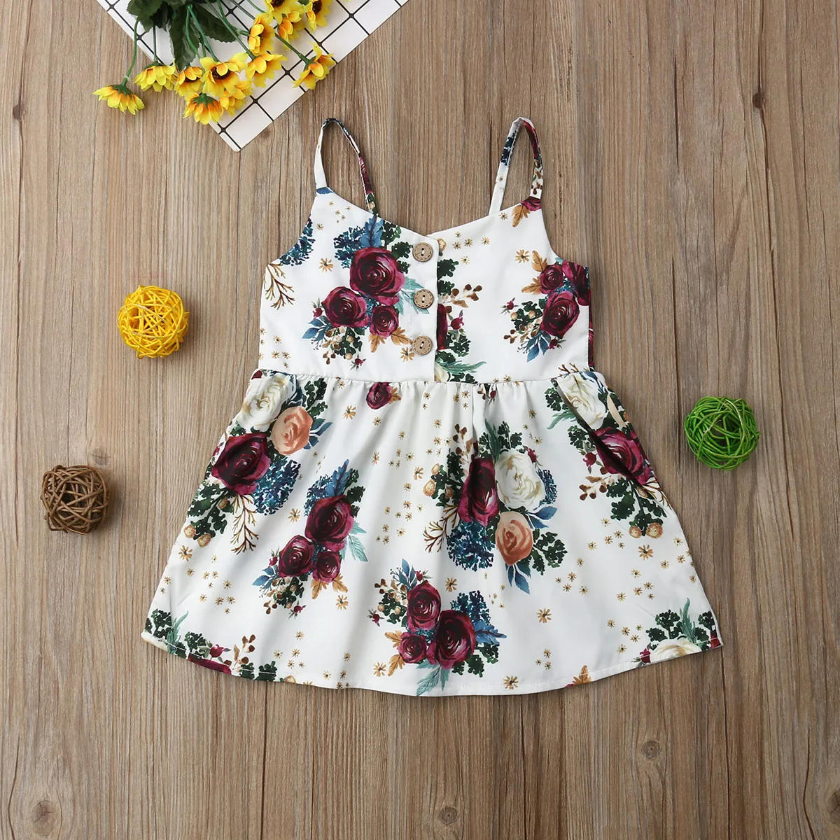 2019 Brand New 0-3Y Newborn Infant Kid Baby Girl Dress Floral Print Sleeveless Knee-Length A-Line Strap Summer Sundress | Детская одежда