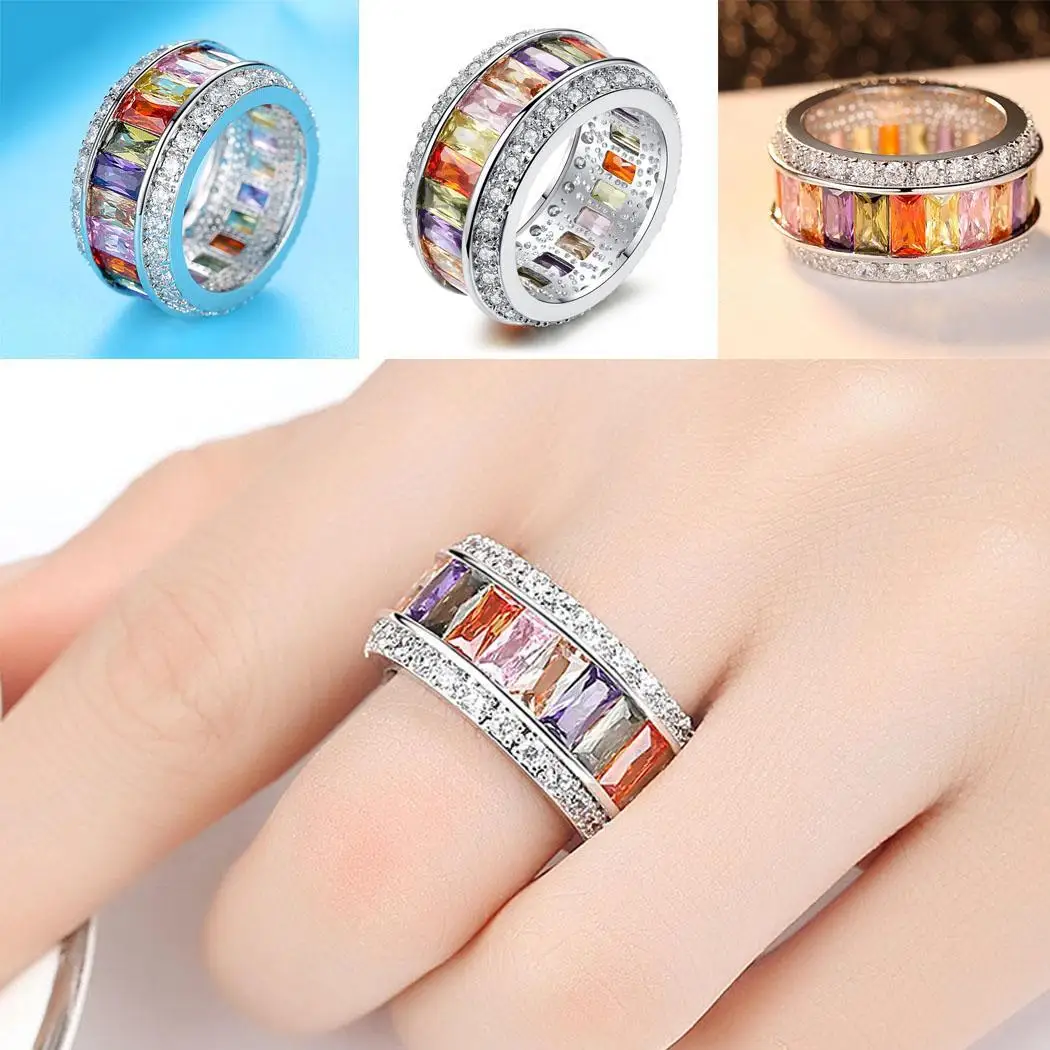Women Fashion Simple Multicolor Rhinestone Ring Gifts Casual 1.2cm/0.5inch Alloy | Украшения и аксессуары