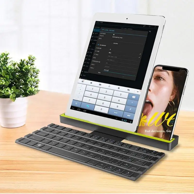Scoll дизайн Беспроводная Bluetooth клавиатура с кронштейном черная ультра тонкая для