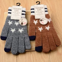 new knit blend adult men women female boy girl gloves touch screen cute stars fashion winter gloves touch spot 2mz12