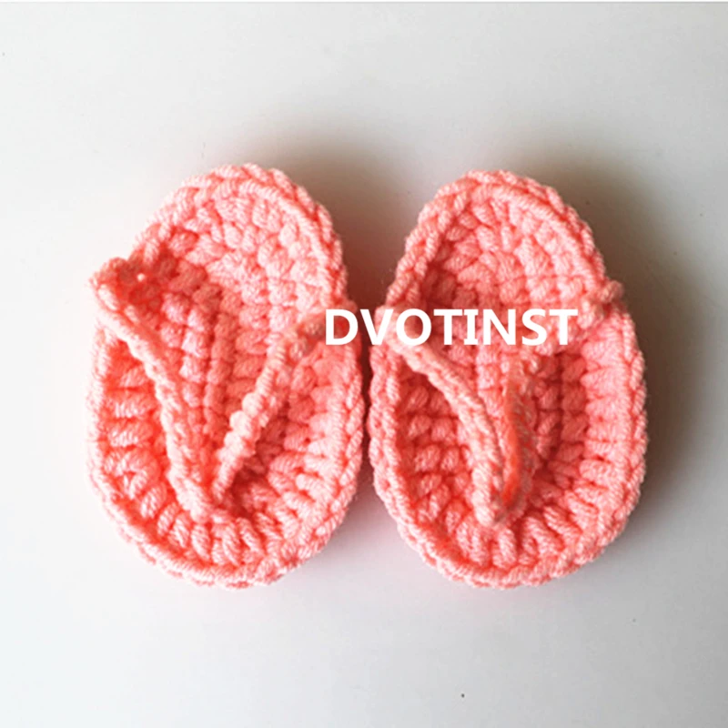 Dvotinst Newborn Photography Props Baby Knit Crochet Mini Slippers Little Flip Flop Bebe Studio Shooting Photo Prop Accessories | Мать и