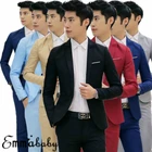 Мужские блейзеры бренда 2019, мужские блейзеры и куртки в Корейском стиле, приталенные однотонные повседневные костюмы, куртки, 7 цветов