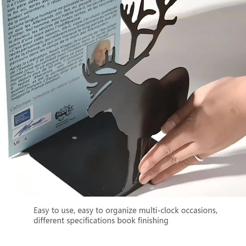 2pcs/set book holder for reading elk bookends restoring ancient ways Desktop receive arrange Christmas gifts blac | Канцтовары для