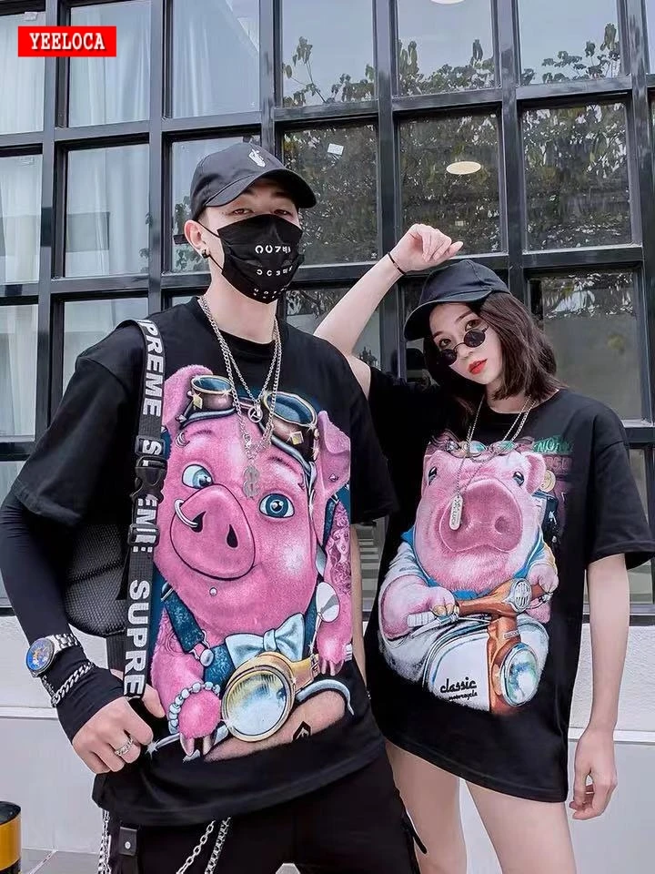 Дропшиппинг 2019 новый год свинья голова печати мужская рубашка с коротким рукавом