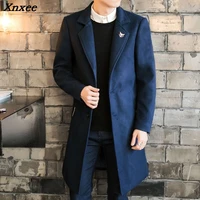 2018 long jackets coats single breasted casual mens wool blend jackets full winter for male wool overcoat 3xl 4xl xnxee