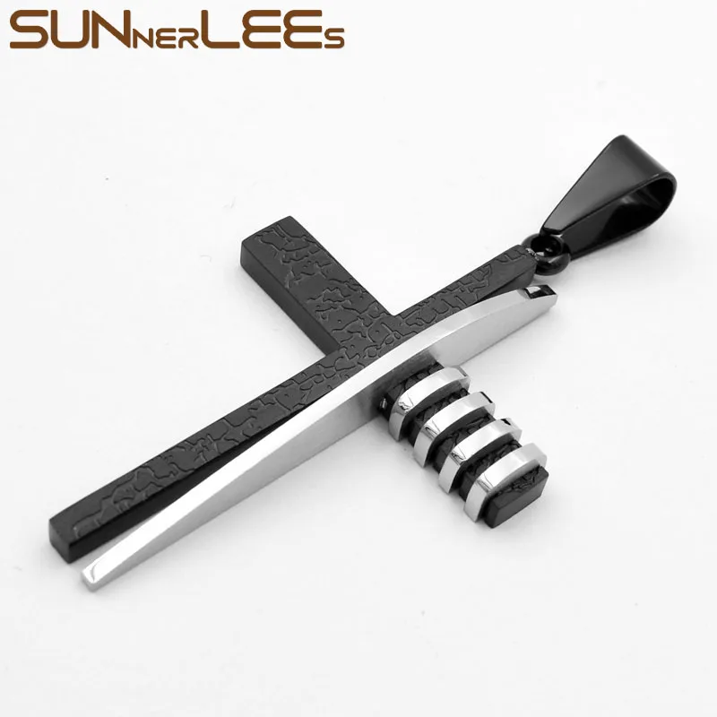 SUNNERLEES Jewelry Stainless Steel Jesus Christ Cross Pendant Necklace Silver Color Gold Plated Link Chain Men Women Gift SP241 | Украшения