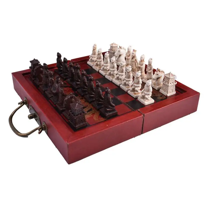 Retro Chess Chessman Set Ming Qing Dynasty Chinese Terracotta Warriors Party Gift Accessory For Kid | Спорт и развлечения