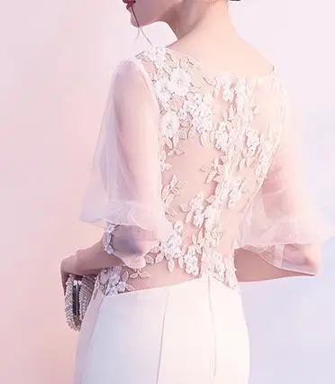 BANVASAC 2018 V Neck Flowers Split Mermaid Long Evening Dresses Party Lace Appliques Illusion Backless Prom Gowns | Свадьбы и
