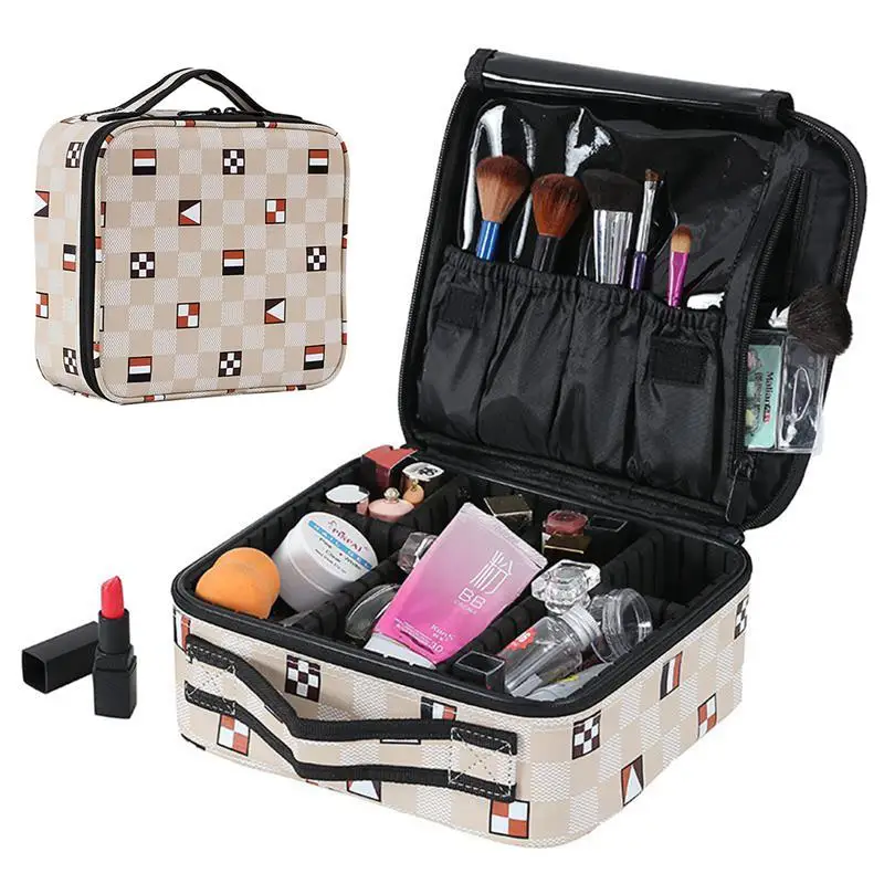 

2019 New Portable Organizer Toiletry Bag Fashion Geometric Pattern Wash Cosmetic Makeup Bag Case For Beauty Travel