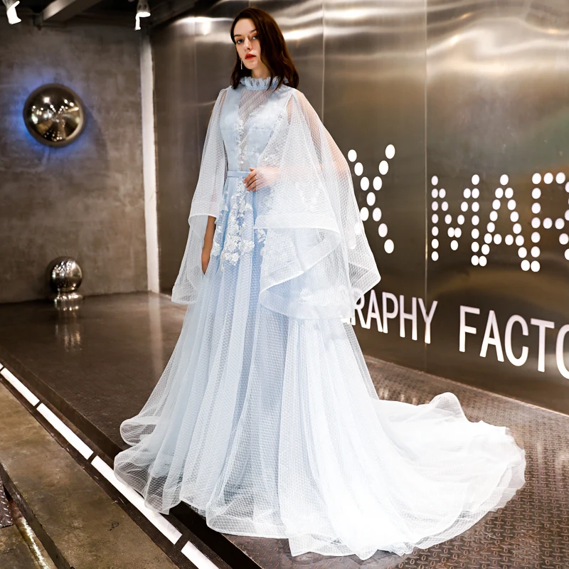 SSYFashion Новое светло-голубое кружевное платье для выпускного вечера Robe De Soiree с