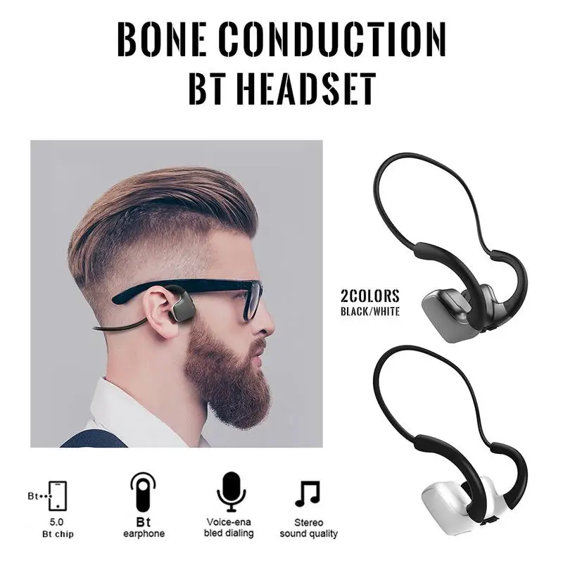 Беспроводные наушники Bluetooth с костной проводимостью гарнитура микрофоном защита